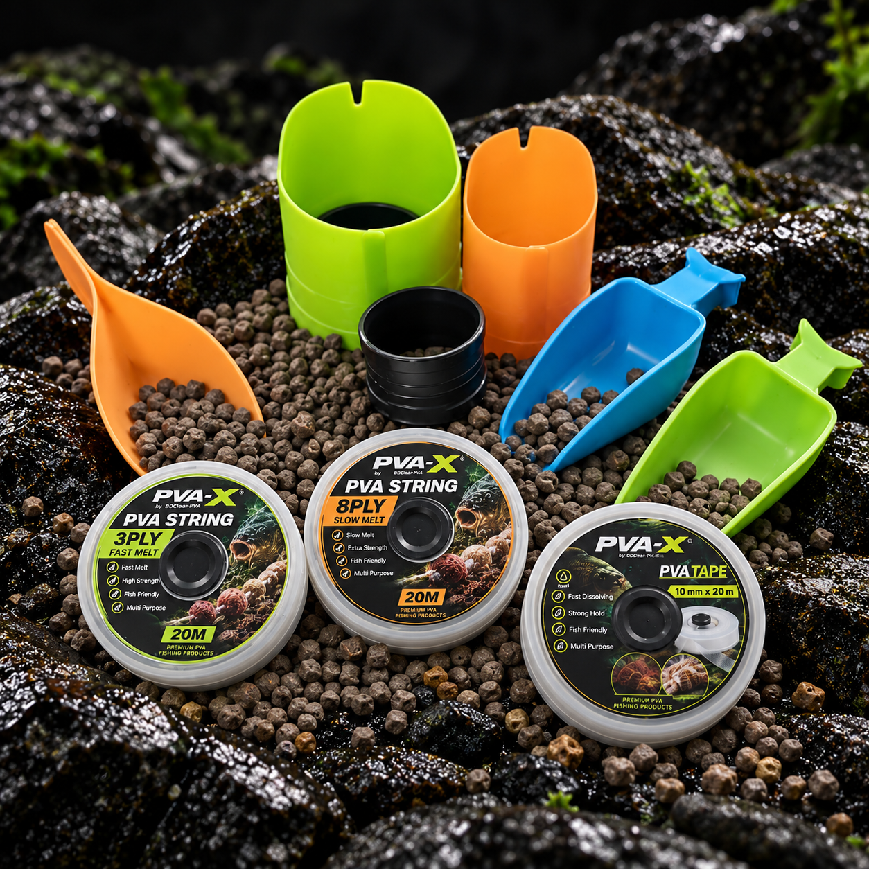 PVA-X string, tape, scoops and loaders